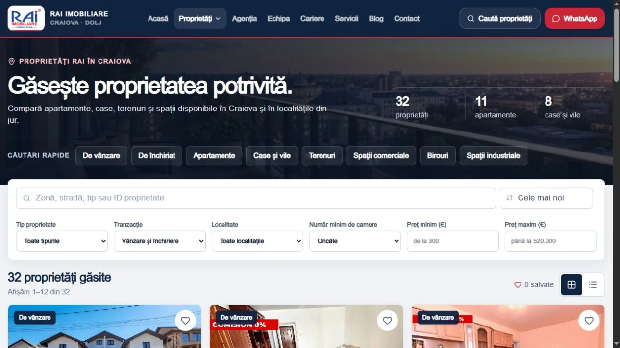 RAI Imobiliare — pagină interioară